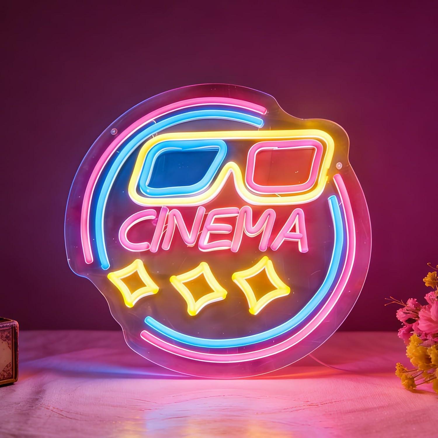 Home Cinema Wall Lights - Letrero Luminoso LED USB Regulable con