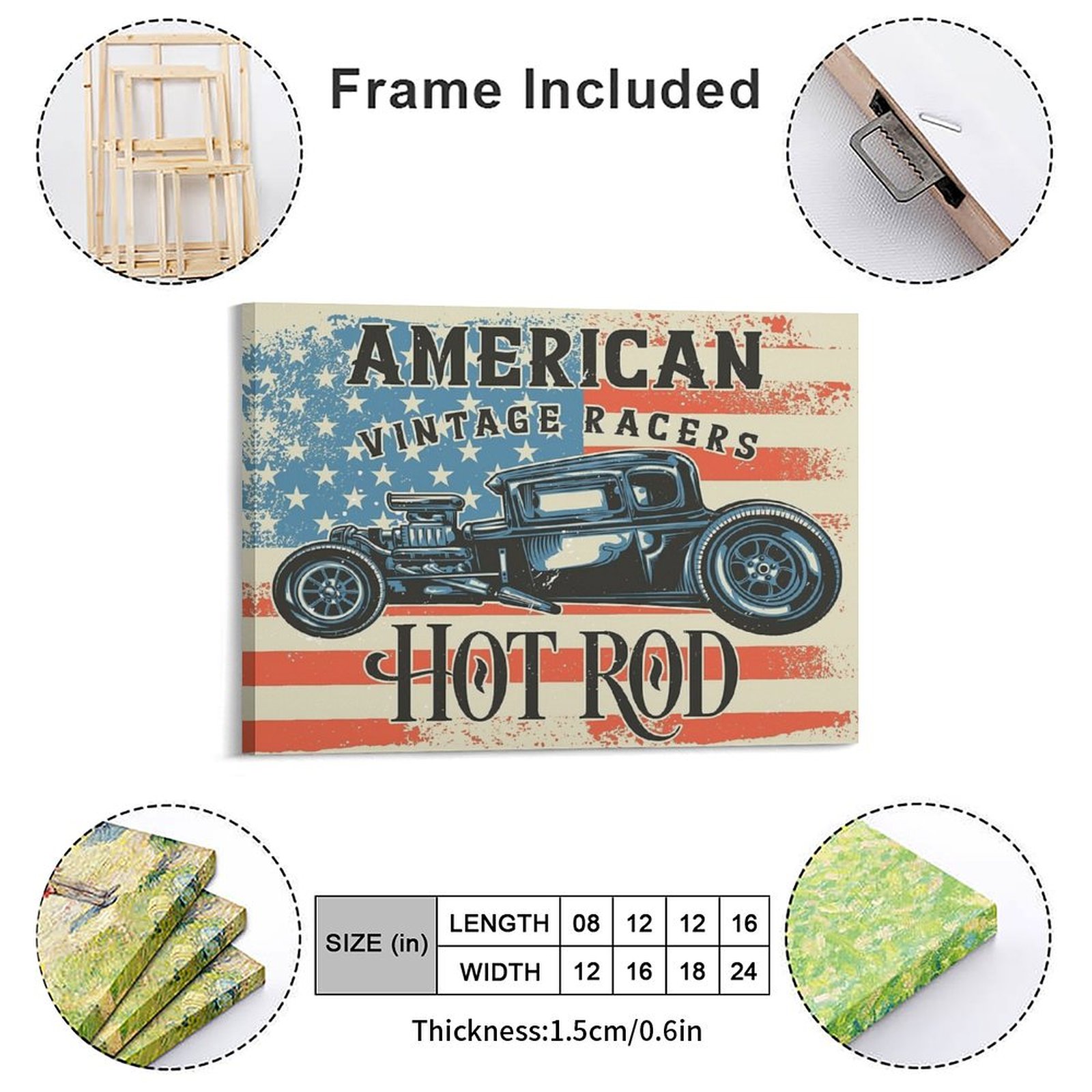 Pintura en lienzo de Hot Rod a - Home Cinema Wall Design reseña y precio