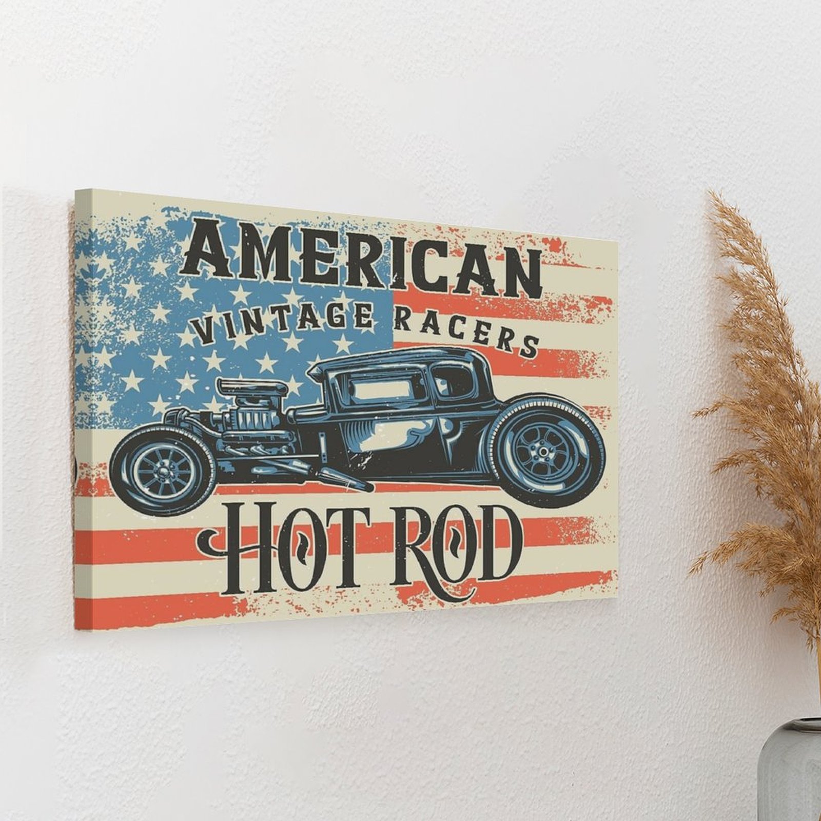 Pintura en lienzo de Hot Rod a - Home Cinema Wall Design reseña y precio