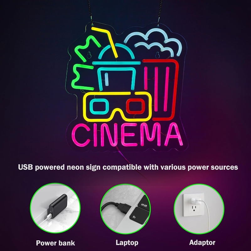 Letrero de neón de cine, letre - Home Cinema Wall Lights reseña y precio